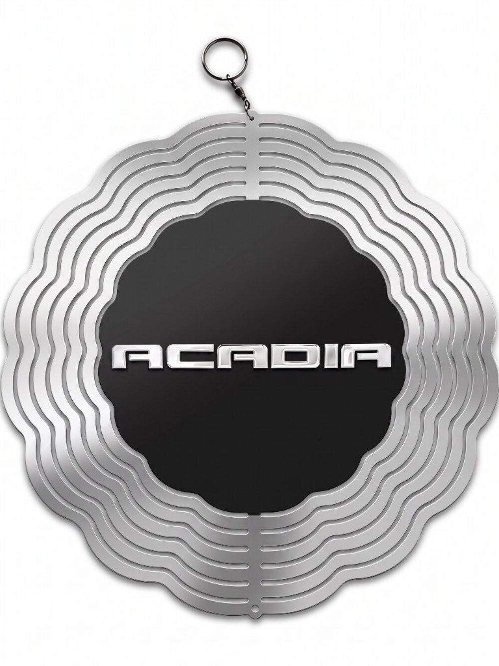 10" GMC Acadia Kinetic Wind Spinner - Silver Metal Hanging Yard Decor